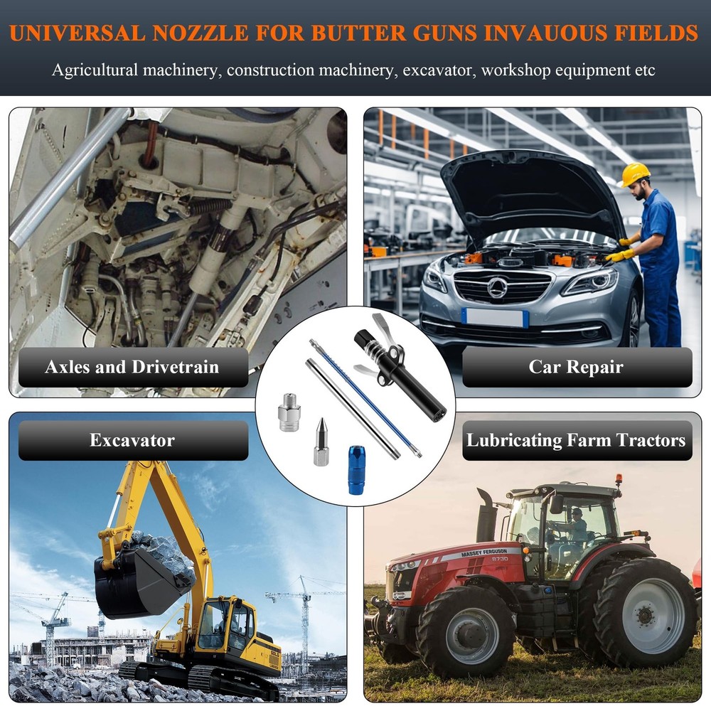 Gute Double Handle Grease Gun Coupler, 10000 PSI Duty Grease Tips Quick Lock ...