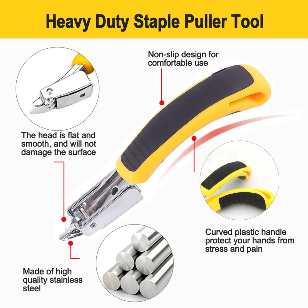 3Pcs Staple Remover, Heavy Duty Upholstery Staple Puller Tool with Ergonomic ...