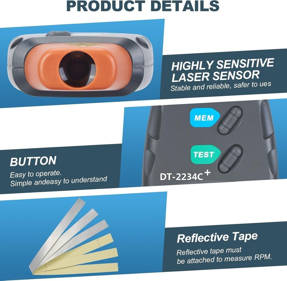 Professional Non Contact Tachometer RPM Meter