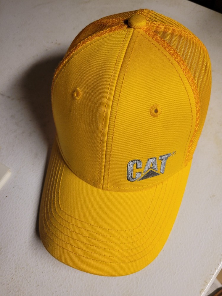 Caterpillar Adjustable Yellow Mesh Hard Hat Cap