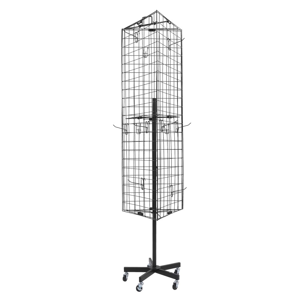 Floor Standing Gridwall Display Stand, Moveable Triangular Grid Panel, w/ Wheels
