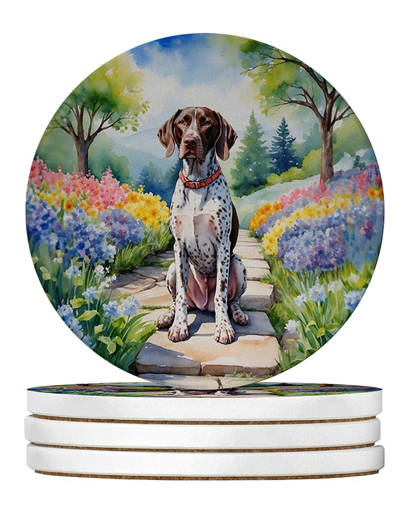 German Shorthaired Pointer Spring Path Large Sandstone Coasters Pk 4 DAC6633RCS4