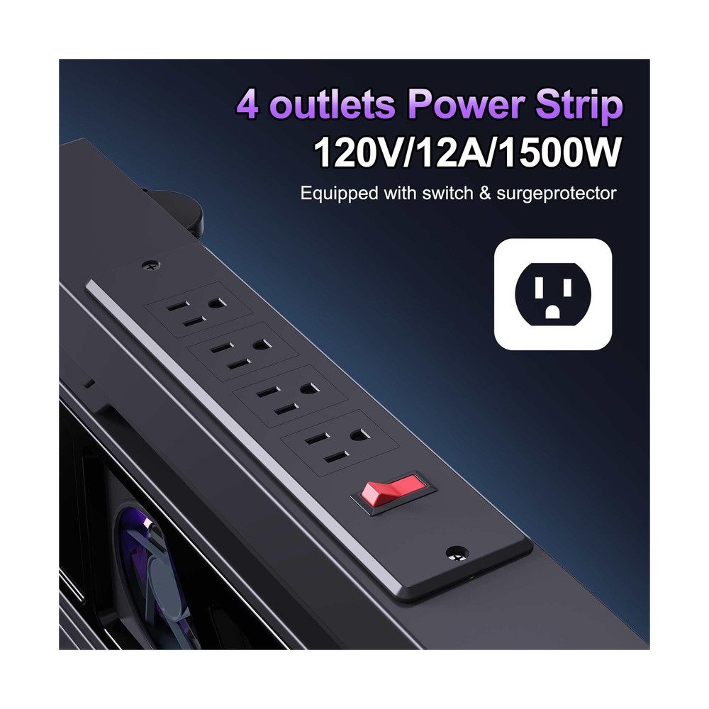 Adjustable Computer Tower Stand with Charging Station, PC Stand for Floor, Mo...