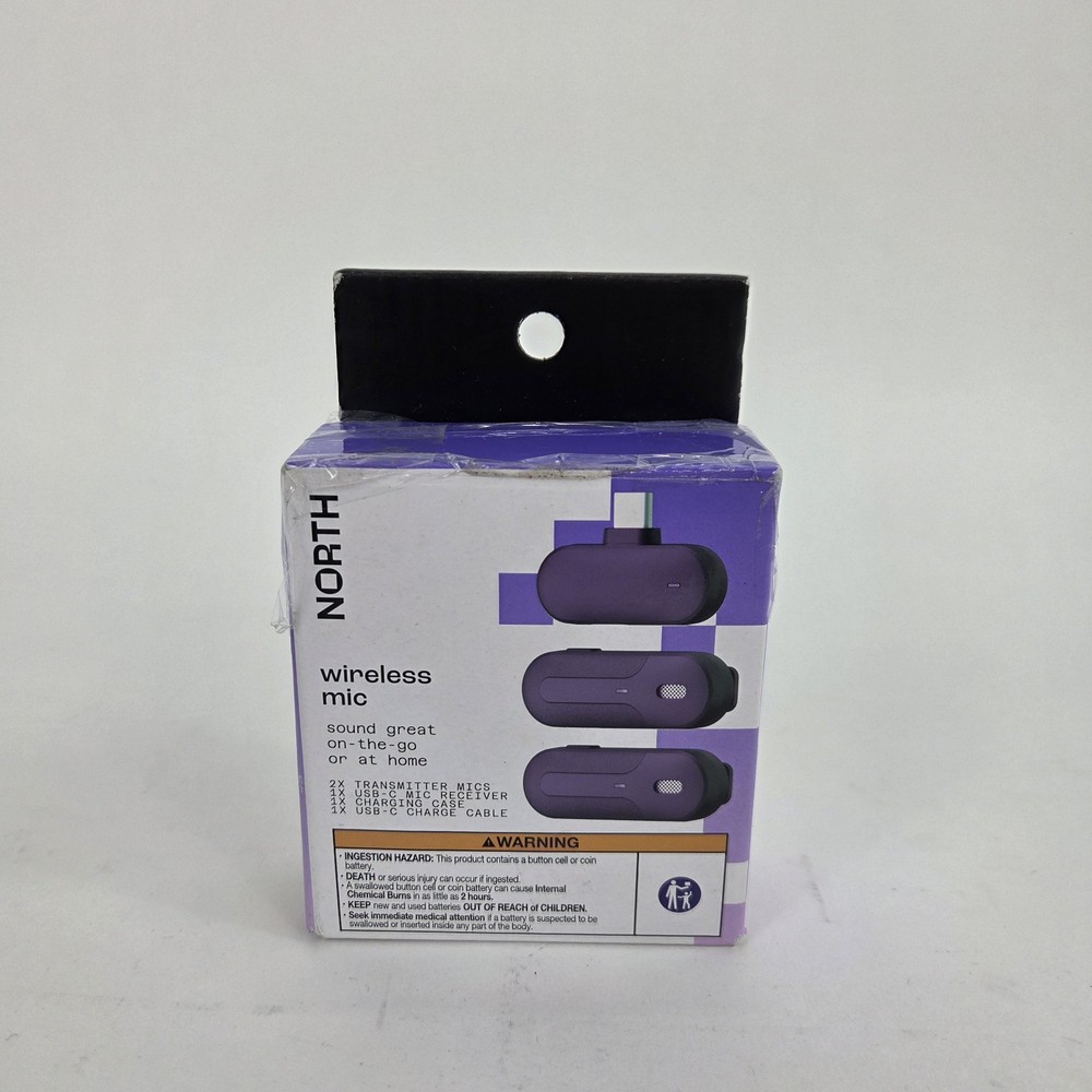 NORTH Wireless Microphone Transmitter & Receiver with Charger (USB-C)