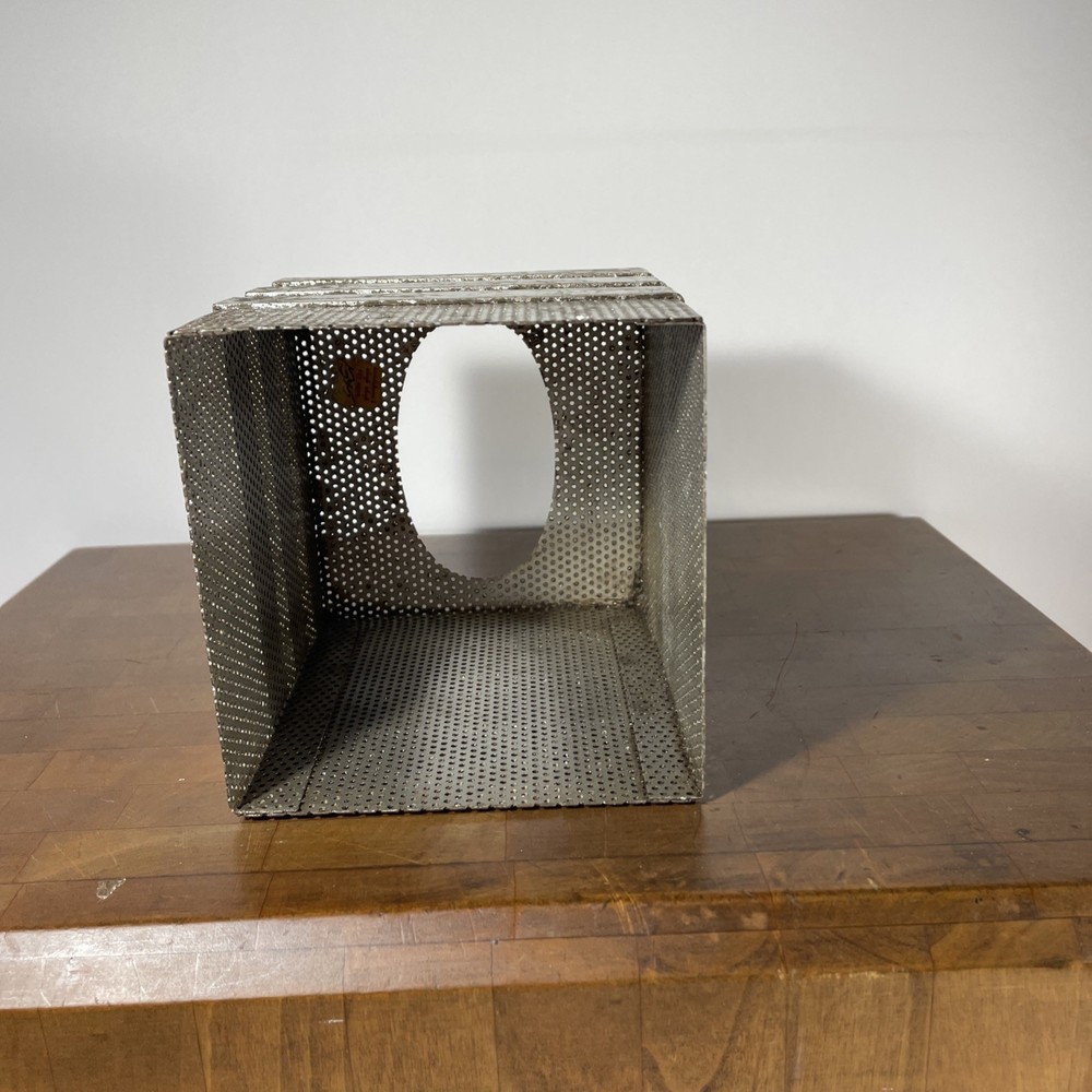 Silver Mesh Tissue Box Cover Square Cube Marbleized MCM Nordstroms 1970s Grey