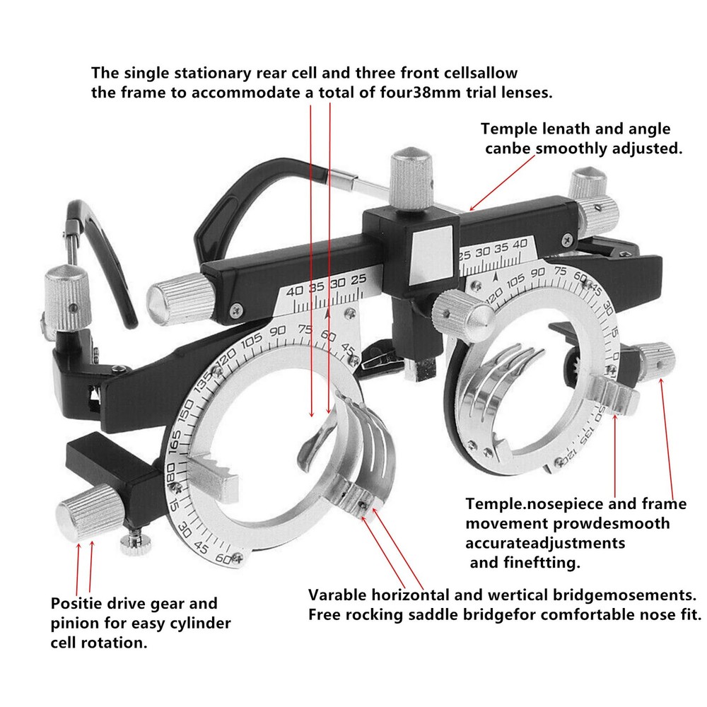 Professional Adjustable Optical Optic Eye Optometry Test Trial Lenses FrameOp...