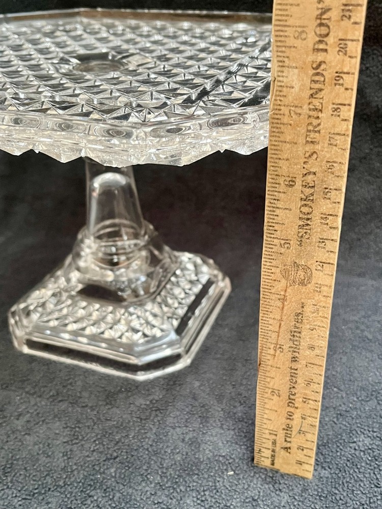 Diamond Pattern Cake Stand Campbell Jones & Co #83 Squared Fine Cut EAPG 1883
