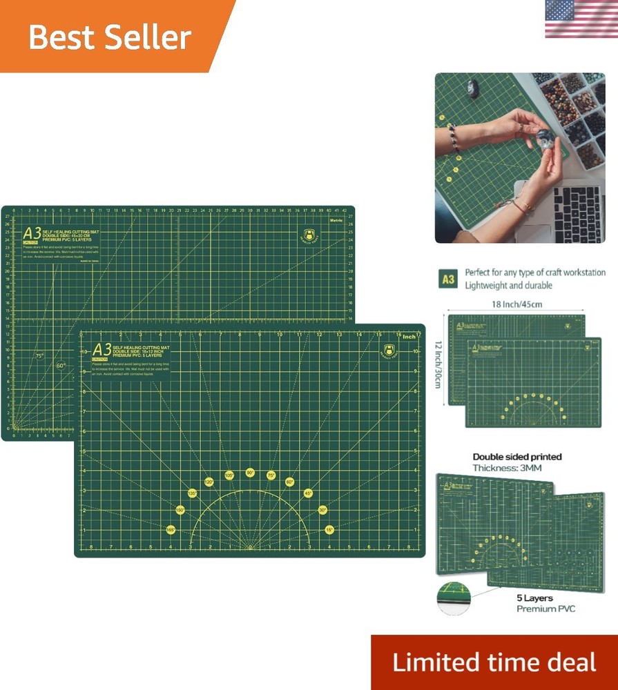 Thickened 18"x12" Rotary Cutting Mat - Ideal for Sewing & Leather Projects