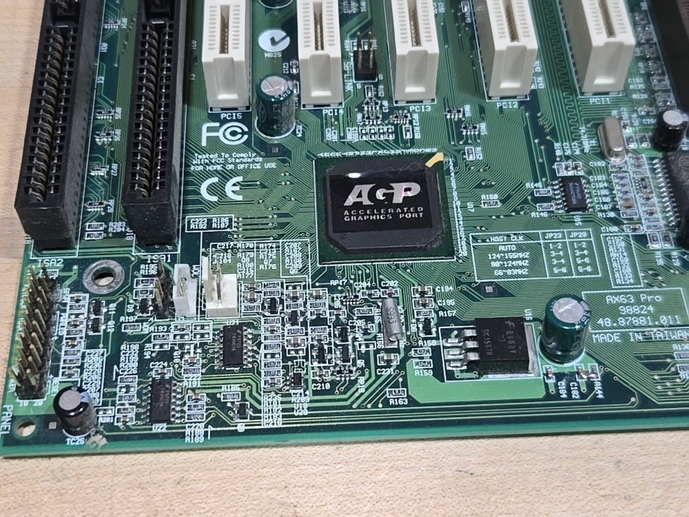 Vintage Aopen AX63-Pro Motherboard w/ Pentium lll Processor UNTESTED