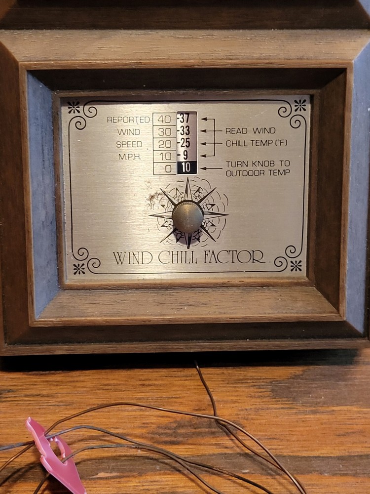 Working Vintage Mid Century Barometer Temperature wind chill Factor calculator