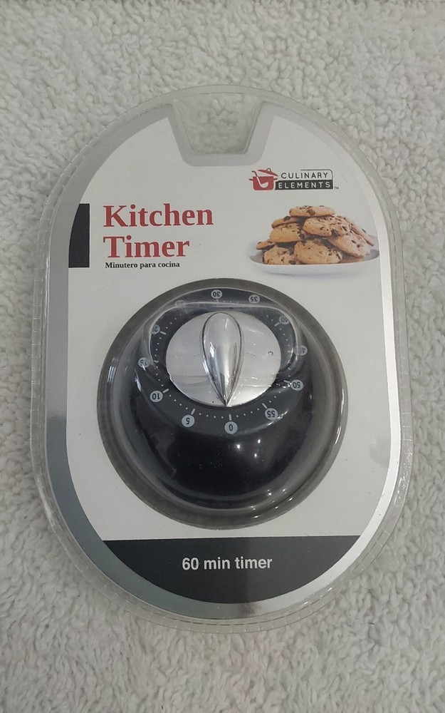Culinary Elements Kitchen Timer Black 60 Minute Bell Ring Kitchen Accesories