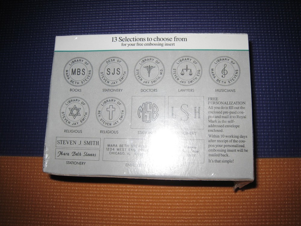 ROYAL MARK PERSONAL EMBOSSER MODEL RM - 1000 - NEW