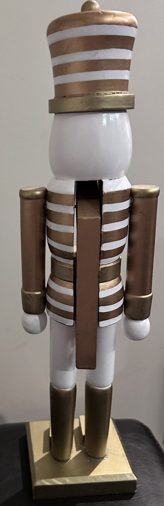 Holiday Lane Shine Bright Gold Stripe Nutcracker