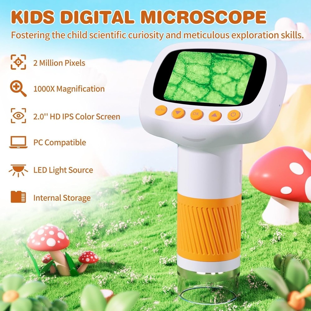 Portable Kids Microscope – 1000X Magnification for Fun Science Exploration!