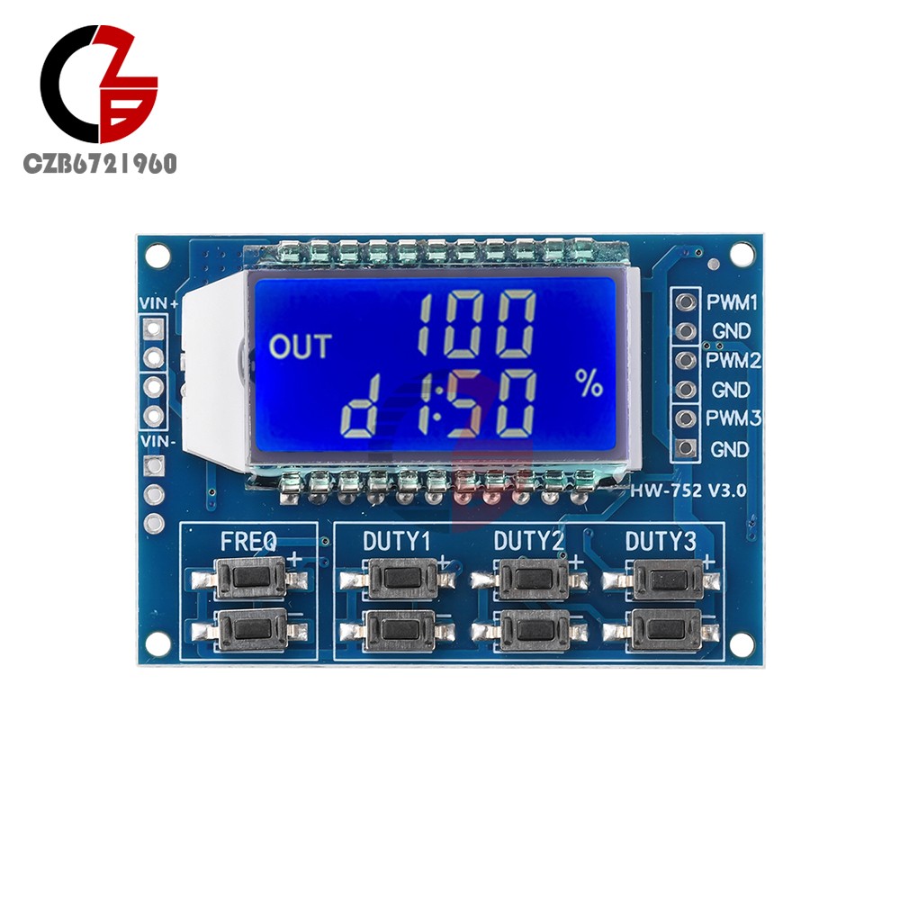 3-Channel Signal Generator PWM Pulse Wave Frequency Duty Cycle Adjustable Module