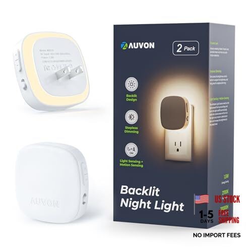 Plug-in LED Backlit Night Light with Motion Sensor & Dusk to Dawn Warm White