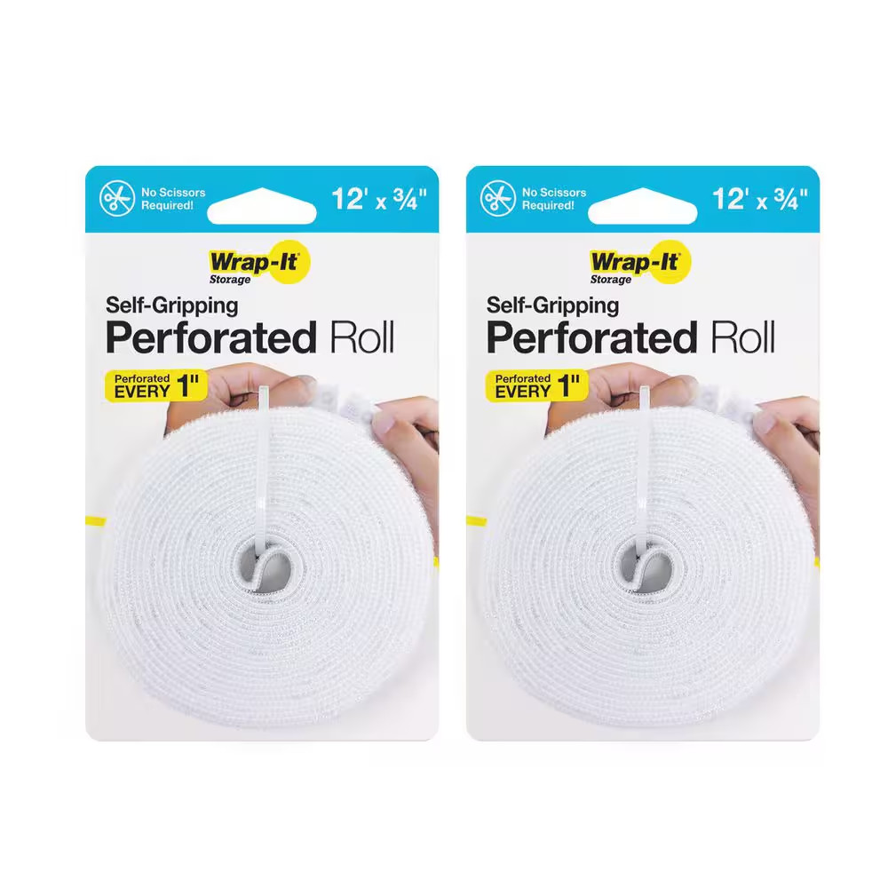 12 Ft. X 3/4 in Self-Gripping Hook and Loop Perforated Roll (2-Pack)
