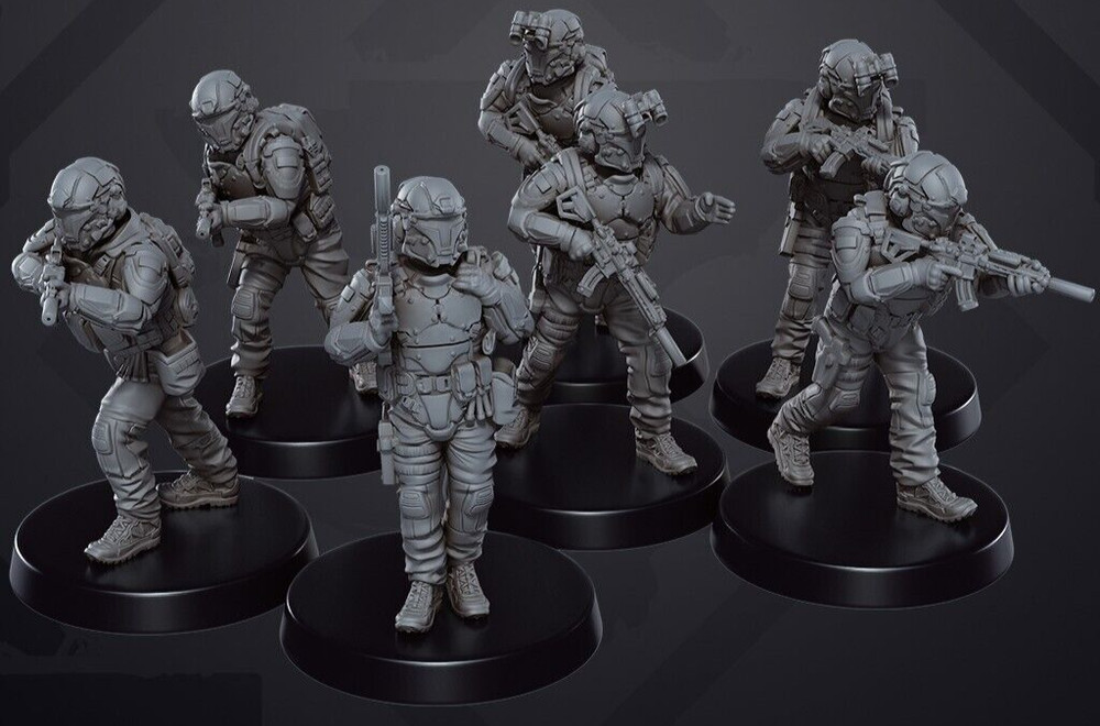 Space Marines Tactical Troopers 7-Pk 3D Printed Models