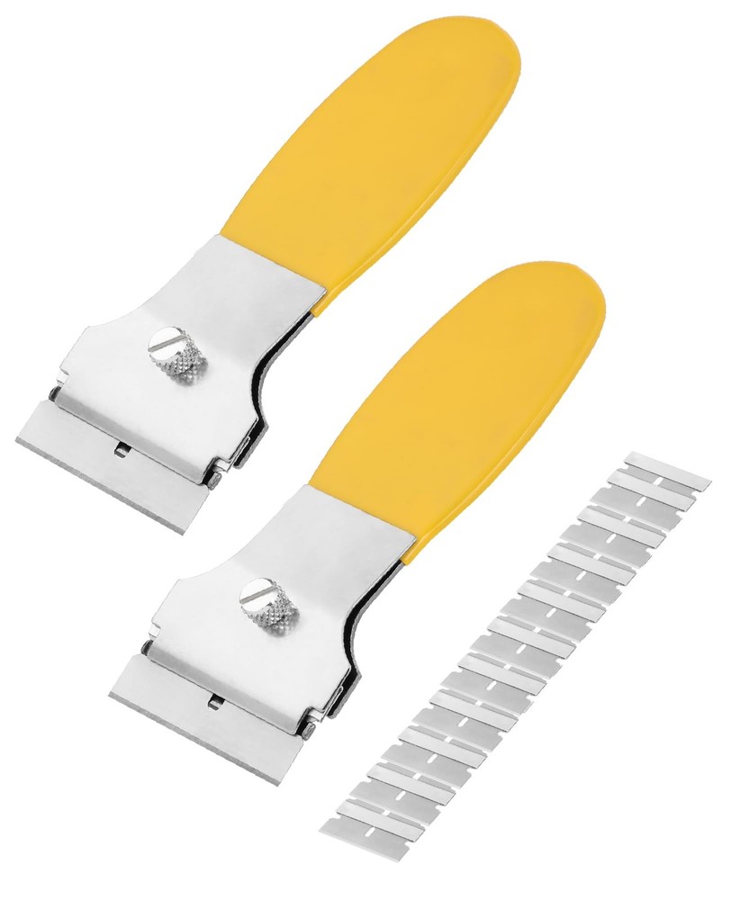 Bates Razor Blade Scraper Set, 2 Pack, Yellow, Locking Razor Scraper Set with...