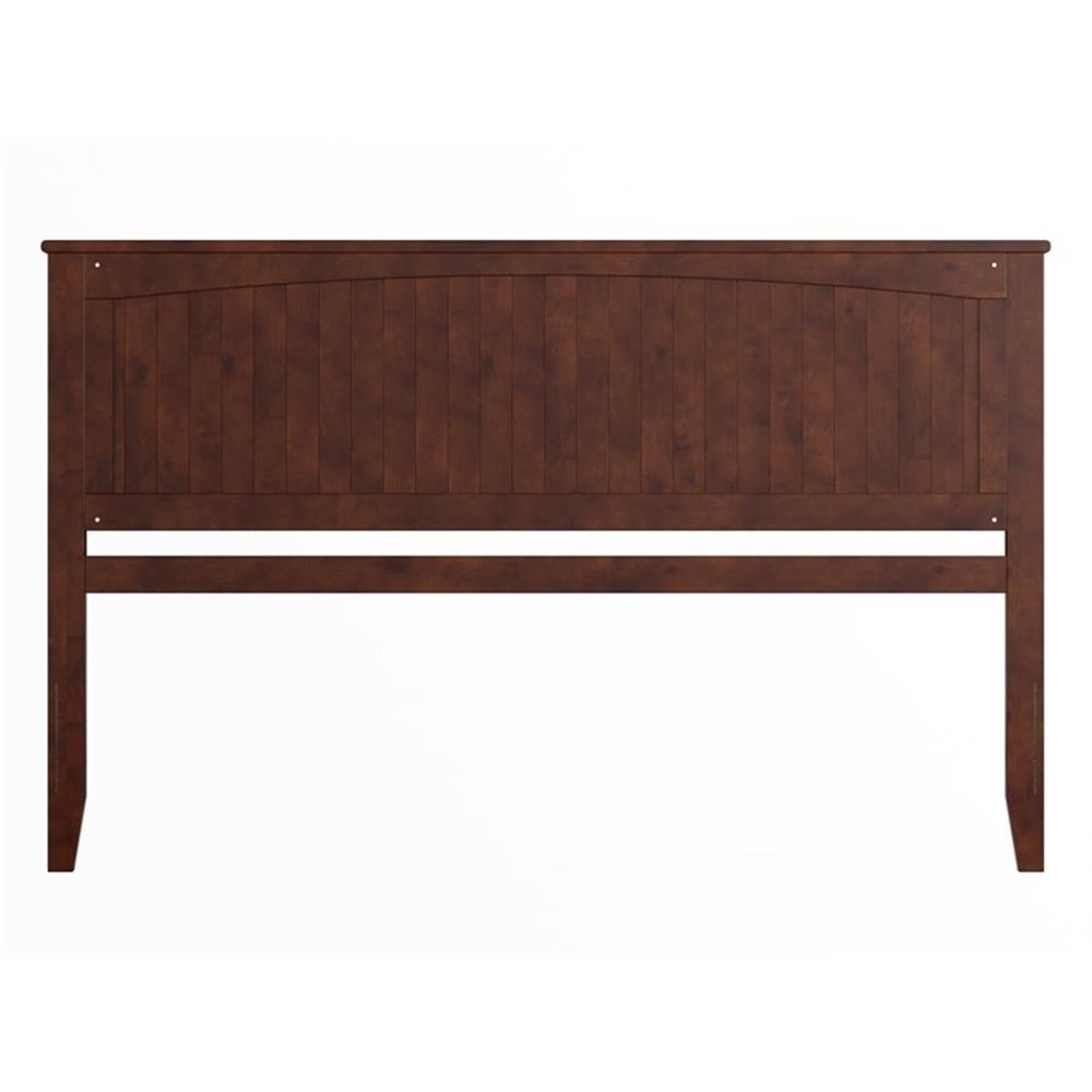 Pemberly Row King Coastal Solid Wood Panel Headboard in Walnut