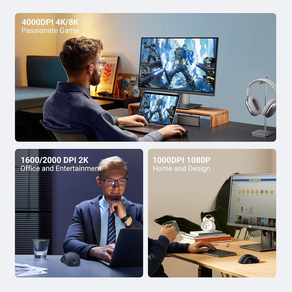 High Precision Wireless Ergonomic Mouse with Bluetooth 5.0 - Lightweight Design