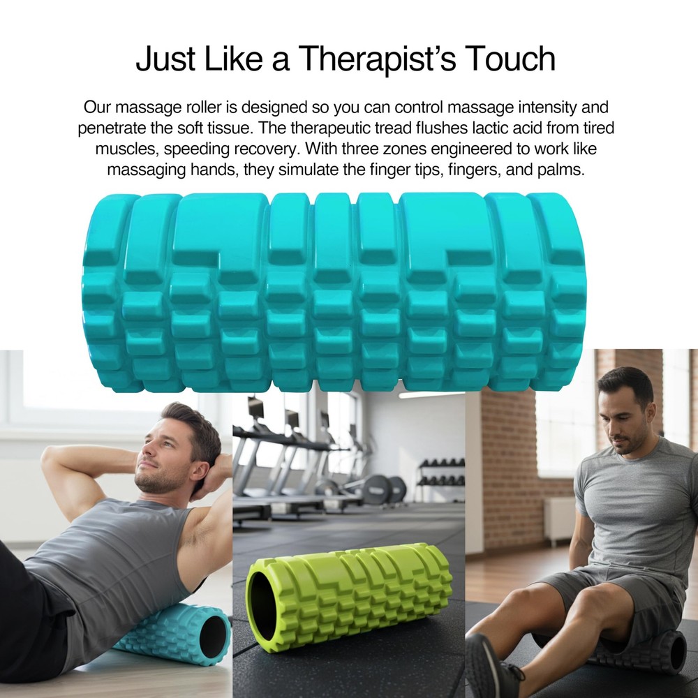 Foam Roller Set with: Hollow Core Roller, Muscle Roller Stick, Stretching Str...