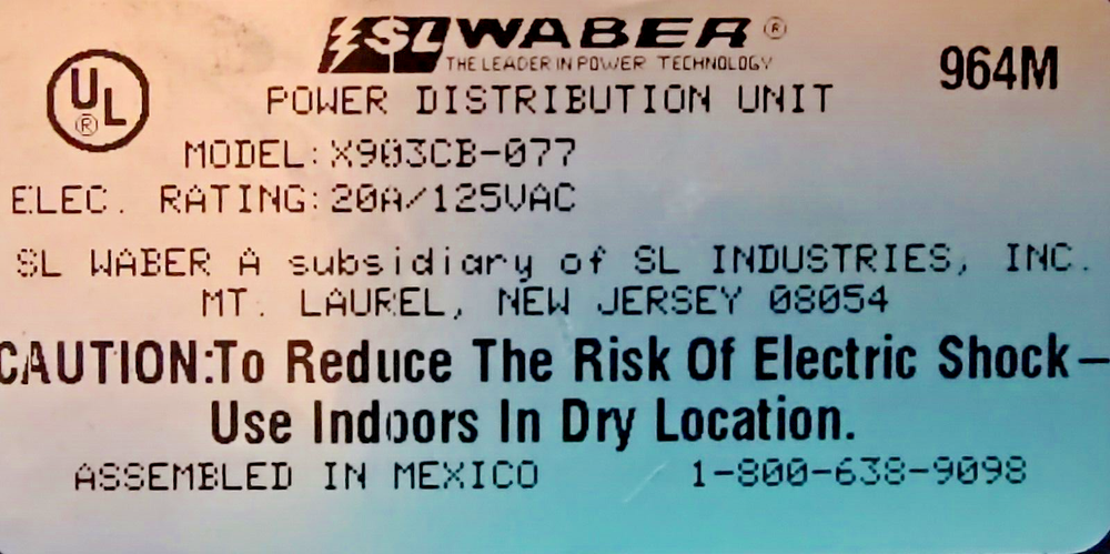 WABER POWER DISTRIBUTION UNIT #903B-007