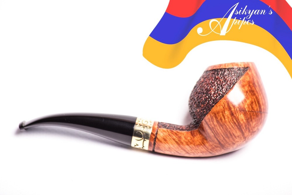 Asikyan Pipe #312/23 Bent Egg Smooth Partly Art Rusticated Hand Made