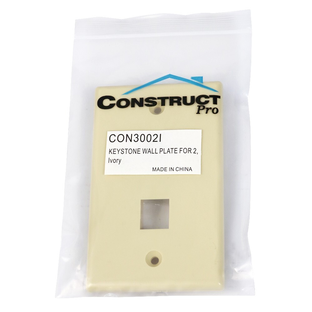 Construct Pro Single-Gang 2-Port Keystone Wall Plate (Ivory)