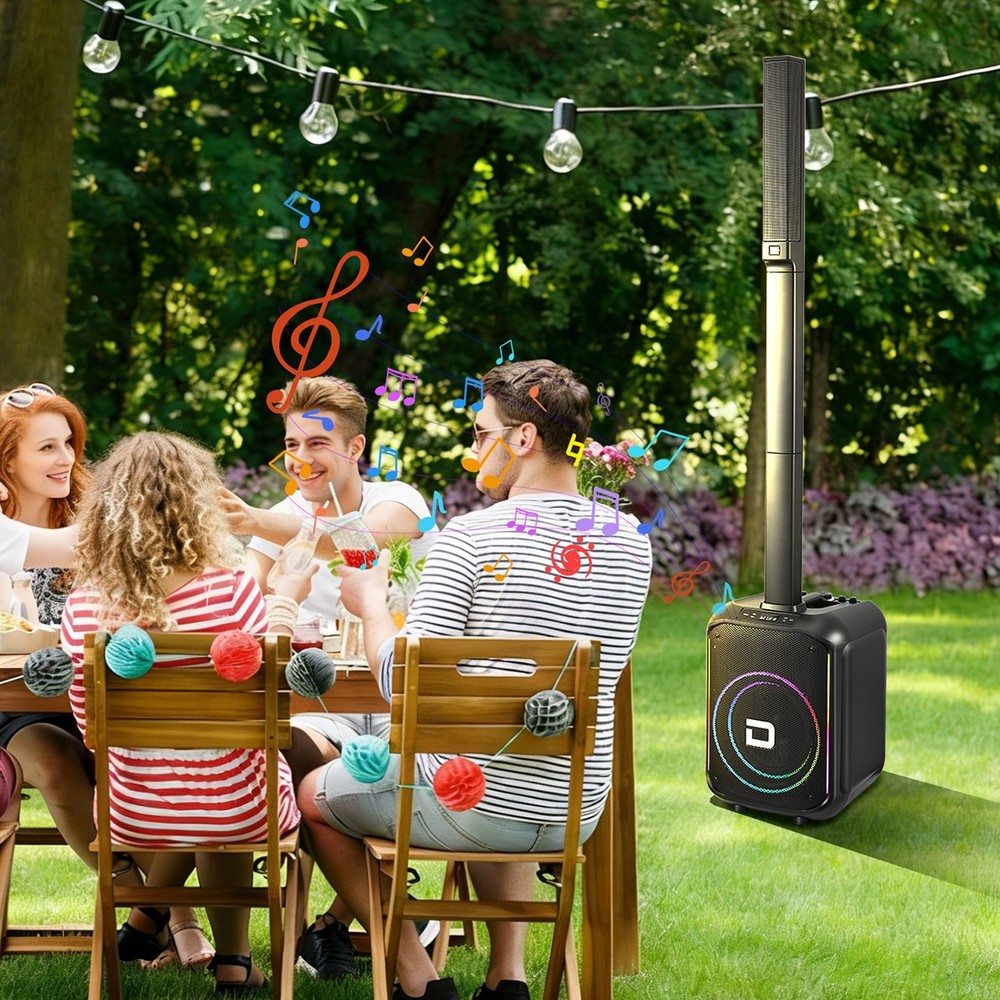 Powered Portable Column Array PA System 3 Tweeter Column Speaker &12'' Subwoofer