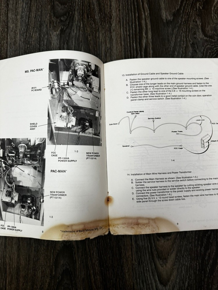 VS UNISYSTEM NINTENDO Pac Man Ms. Pac Man arcade Installation Kit Manual