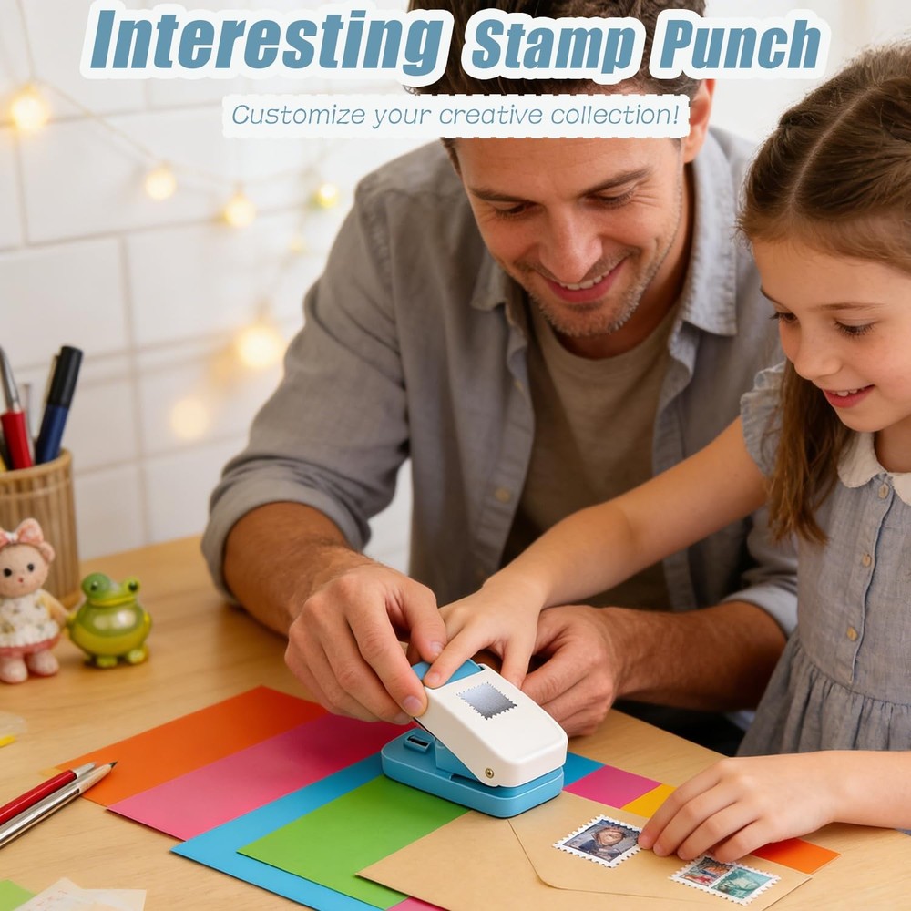 1X0.8Inch Rectangular Postage Stamp Puncher,Rectangle Lever Action Stamp Punch,S