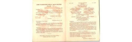 Fort Washington Royal Arch Chapter Program PA Masonic 1958 Compass & Square