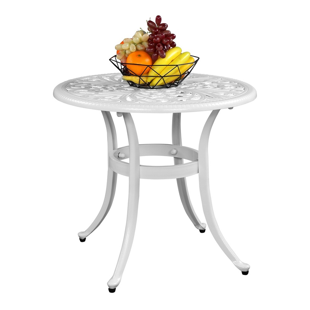 Patio End Table Side Table, Cast Aluminum Cocktail Table