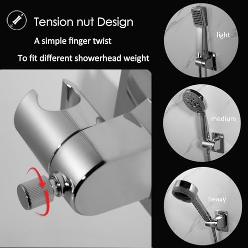 Handheld Shower Head Holder - No Drill - 360 Variable Adjustable - Tension Nut