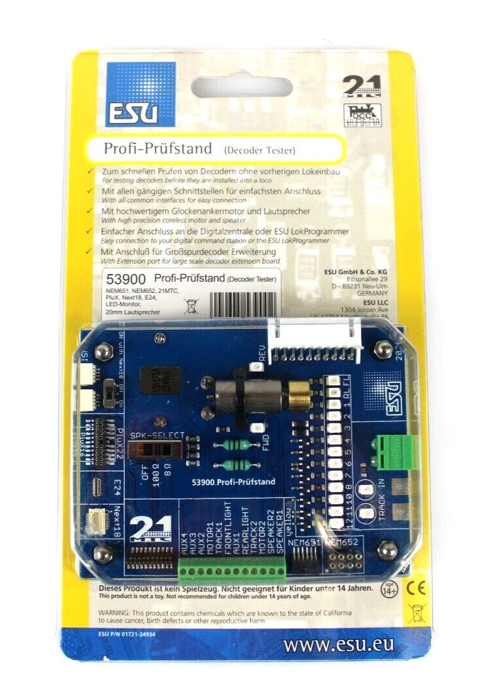 ESU LokSound 53900 DCC Decoder Tester With Motor, Speaker and LED's