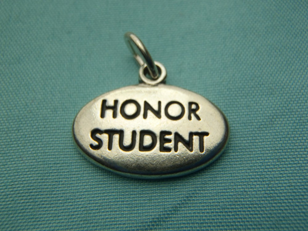 Sterling Silver 19x15mm solid School Solid Oval Honor Student Charm Made IN USA