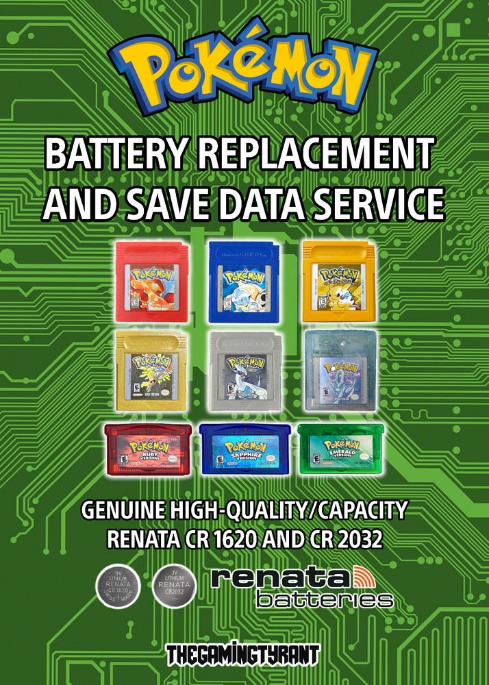 Pokemon Battery Replacement/Save Data/Repair Service