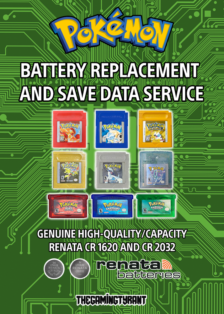 Pokemon Battery Replacement/Save Data/Repair Service