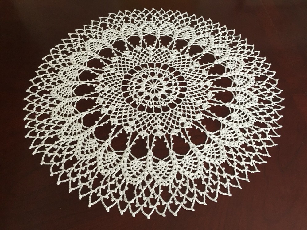 Pretty Hand Crocheted Doily in White - 17" (43cm) Round