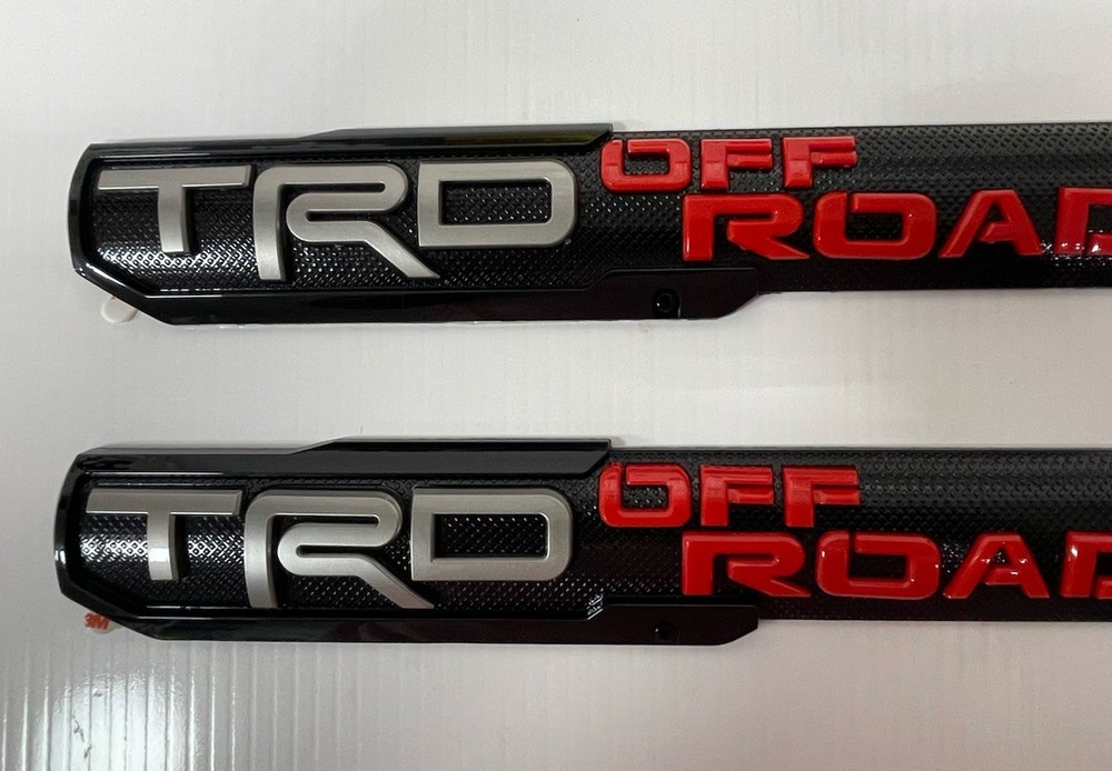TRD OFF ROAD STYLE SIDE EMBLEMS PAIR BLACK RED - AFTERMARKET