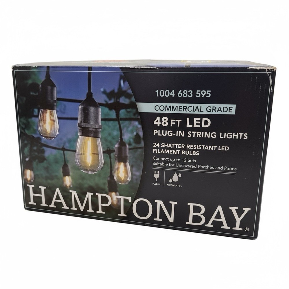 Hampton Bay 24-Light 48 ft. Plug-in Indoor/Outdoor Edison Patio String Light