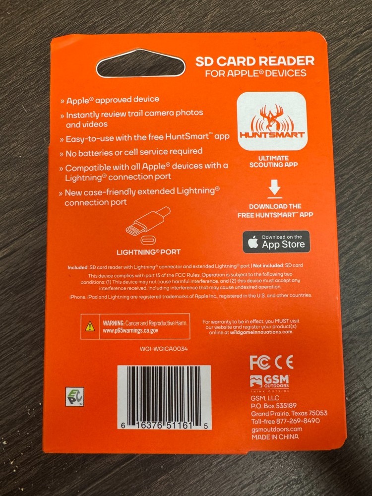 Wildgame Innovations SD Card Reader For Apple Lightning Port Devices