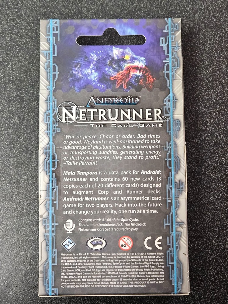 Android Netrunner : Mala Tempora Data Pack - Sealed - Free Shipping!
