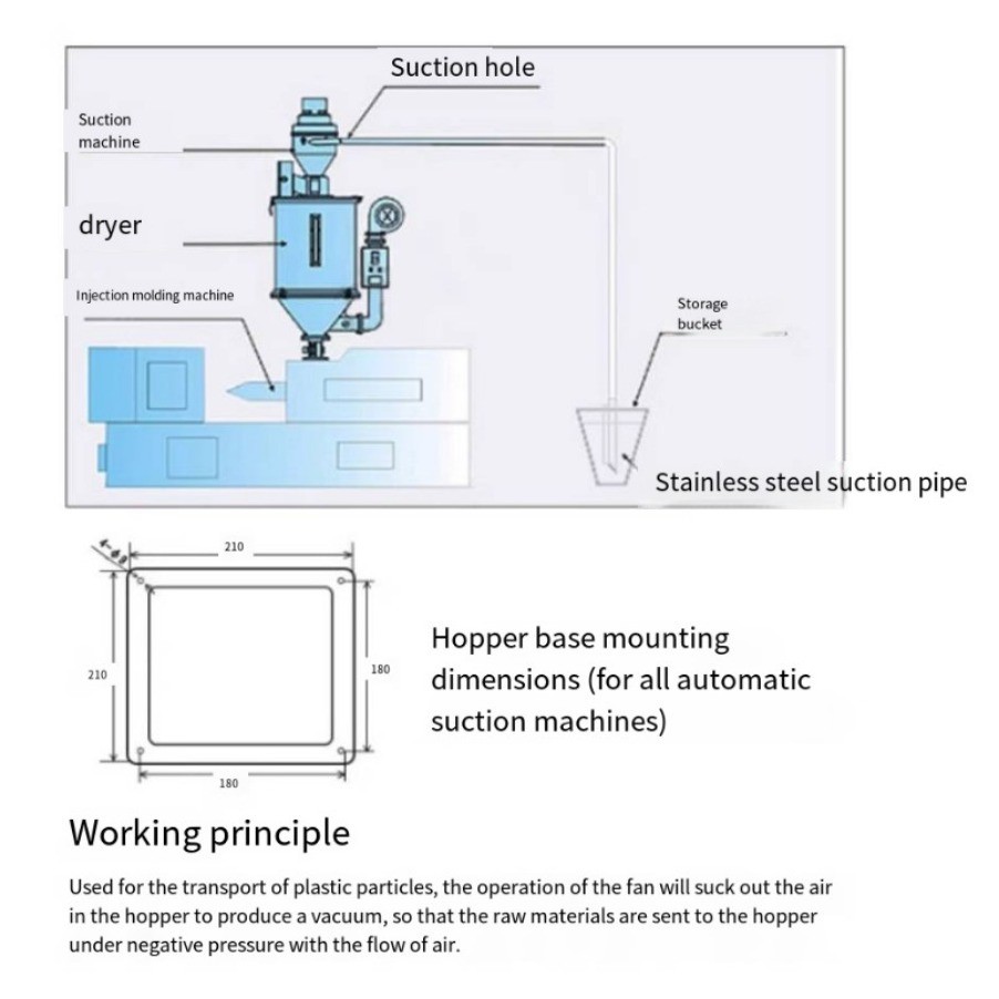 220V 300kg/H Automatic Vacuum Material Loader Feeder Suction Feeding Machine