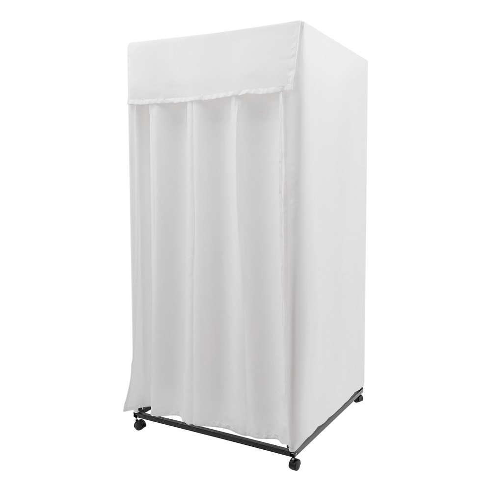 Portable Rectangular Dressing Room 4-Wheels Freestanding Movable Fitting Room