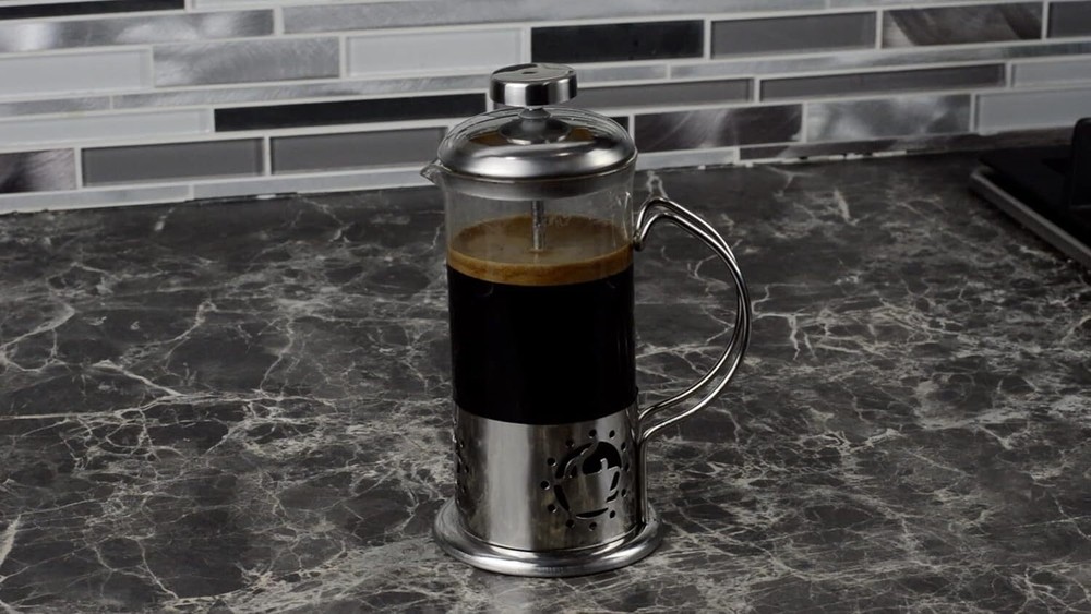 French Press Single Serving Coffee Maker, Small Affordable Silver