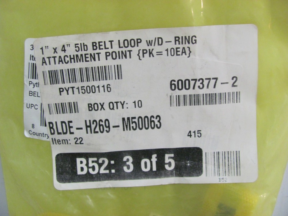 Quantity Of 1 DBI SALA Python 1500115 Safety Belt Loop D-Ring NEW