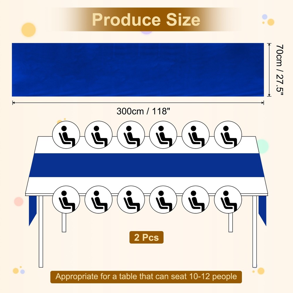 2 Pcs Sapphire Blue Chiffon Table Runner 27.5" x 118" Romantic Table Runner