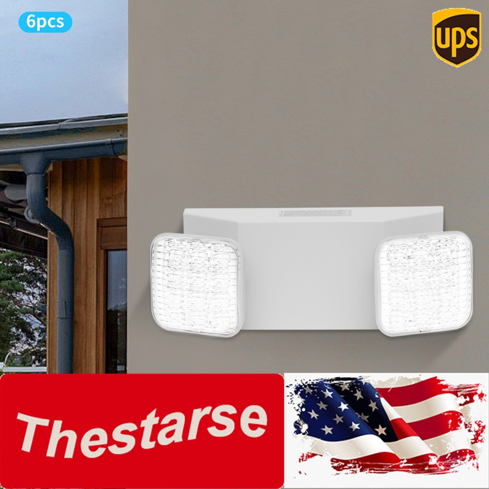 6 Pack LED Emergency Exit Light Adjustable 2 Head With Battery Back-up 924 US